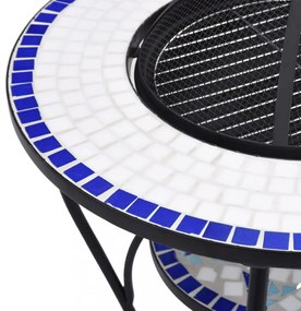 kék és fehér kerámia mozaik tűztál asztallal 68 cm
