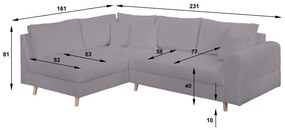 Sötétszürke buklé sarokkanapé (bal oldali) Ariella – Ropez