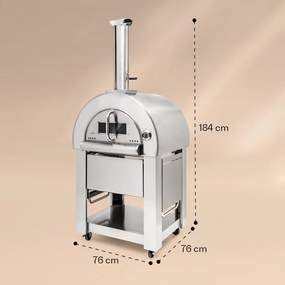 Diavolo Napoletana, pizzasütő kemence, faszén tüzelésű kemence, rozsdamentes acél