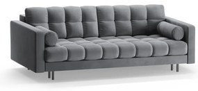 Világosszürke bársony kinyitható tárolóhelyes kanapé 222 cm Bali – Cosmopolitan Design