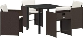vidaXL Kert étkező szett párnával 5 pcs Barna polirattan