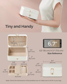 Ékszerdoboz, 2 szintes ékszertároló, 11 x 16 x 8 cm, felhőfehér