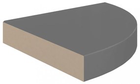 2 db magasfényű szürke MDF lebegő sarokpolc 25 x 25 x 3,8 cm