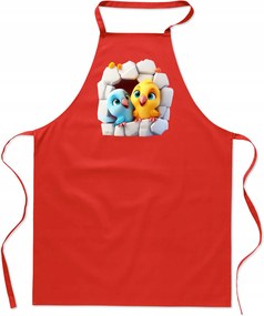 Konyhai Kötény pamut piros lyuk Madárka pár FA_492_cw