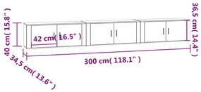 3 db fehér falra szerelhető TV-szekrény 100 x 34,5 x 40 cm