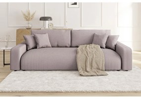 Világos rózsaszín kordbársony kinyitható tárolóhelyes kanapé 234 cm Sara – Ropez