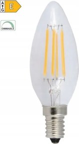 Led izzószálas gyertyafény, átlátszó C35 5W/230V/E14/ 4000K/690Lm/360°/Dim