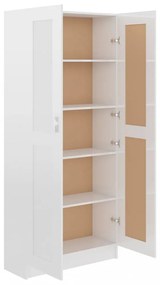 magasfényű fehér szerelt fa könyvszekrény 82,5x30,5x185,5 cm