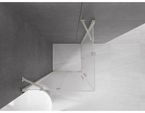 Mexen Velar Duo, zuhanykabin tolóajtóval 80 x 80 cm, 8 mm-es mattüveg, csiszolt acél, 871-080-080-32-97