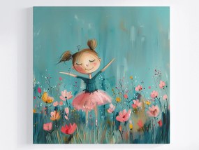 Canvas Vászonkép Gyerek Lány Öröm Virágok Tavasz 80x80