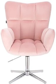 HR650CROSS Púderrózsaszín modern velúr szék krómozott lábbal