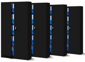 Set 4x fém iratszekrény JAN H, 900 x 1950 x 400 mm, fekete