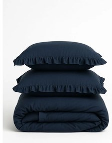 Sötétkék kétszemélyes-hosszabbított renforcé pamut ágyneműhuzat 240x220 cm Ruffle Striped – Mila Home Luxury