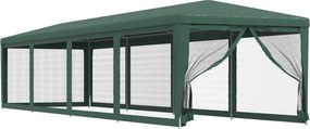 vidaXL zöld HDPE rendezvénysátor 10 hálós oldalfallal 3x12 m