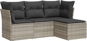 vidaXL 4 részes világosszürke polyrattan kerti ülőgarnitúra párnákkal