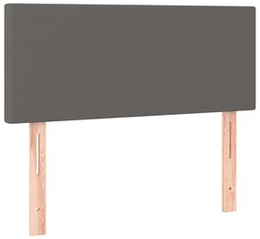 szürke műbőr rugós ágy matraccal 100 x 200 cm