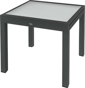 Outsunny Nagy Méretű Kiigazítható Kerti Asztal kibővített méretek 160L x 80W x 75H cm Sötétszürke Alumínium Edzett Üveg Felület Átlátszó | Aosom