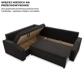 Grande Plus sarokkanapé, baloldali, szövet anyag, fekete