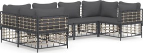 vidaXL 6 részes antracitszürke polyrattan kerti ülőgarnitúra párnákkal