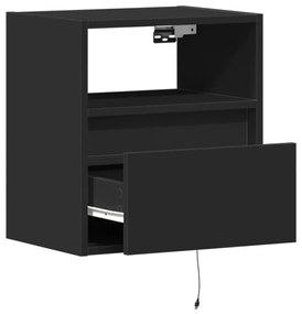 fekete fali TV-szekrény LED-világítással 41x31x45 cm