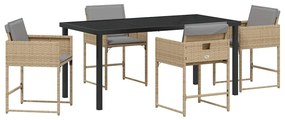 vidaXL Kert étkező szett 5 pcs Bézs polirattan