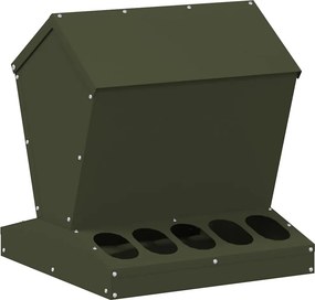 vidaXL Csirke etető Olajzöld 40 x 40 x 45 cm Hidegen Hengerelt Acél