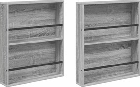 vidaXL Magazin állvány 2 pcs Szürke Sonoma 60 x 12 x 70 cm Faanyag