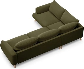 Zöld bársony sarokkanapé (bal oldali-L alakú) Naomi – Micadoni