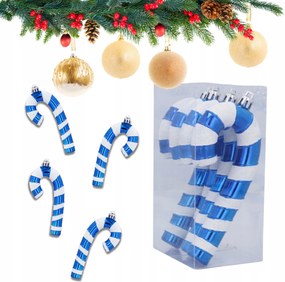 4 Darabos Kék Karácsonyfa Dísz Kandiscukor Pálca 9CM Dekorációk