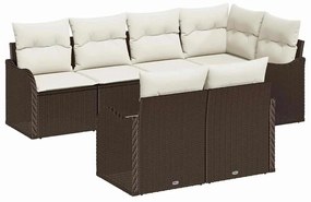 vidaXL Kerti Kanapé Szett Barna polirattan