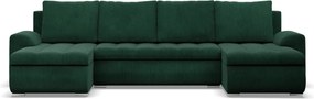 Tokio U alakú sarokkanapé, 3 ágyneműtartóval, kordbársony, univerzális oldal, zöld