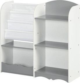 ZONEKIZ Játék Szervező Gyerekpolc Nyitott Polcokkal Gyerekszobába, Játszószobába, Kisbaba Szobába 85x26x84 cm Szürke | Aosom