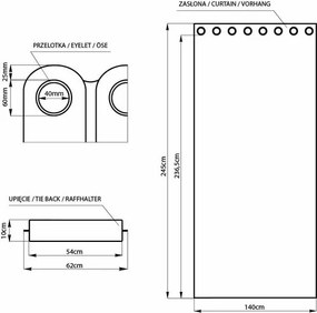 AmeliaHome Blackout EYELETS függöny, mustárszínű, 140 x 245 cm