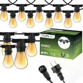 Kerti girland KĂŒltĂ©ri LĂĄnc Led izzĂł 20m 20x E27 1,3W PrĂ©mium