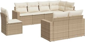 vidaXL 8 részes bézs polyrattan kerti ülőgarnitúra párnával