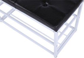 Cipőtároló pad, fekete/fehér, LYROS