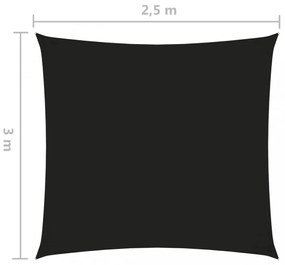 fekete téglalap alakú oxford-szövet napvitorla 2,5 x 3 m