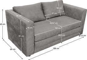 Kihúzható kanapé, szürke, BEJA