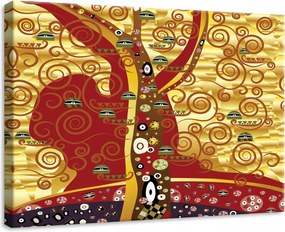 Vászonkép 70x50 Az élet fája Gustav Klimt modernizmus arany spirálok növekedés élet