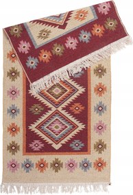 Kilim szőtt szőnyeg kétoldalas mintás 60x120 cm rombusz