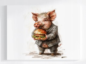 Canvas Vászonkép Grafika Malac Hamburger 80x60