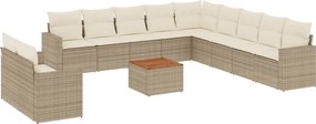vidaXL 12 részes bézs polyrattan kerti ülőgarnitúra párnákkal