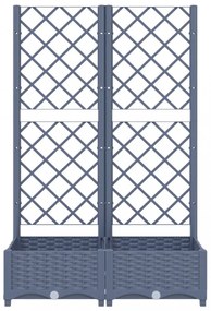 sötétszürke PP rácsos kerti ültetőláda 80 x 40 x 121,5 cm