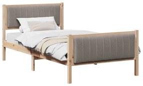 Ágykeret fejtámlával Barna és taupe 100 x 200 cm Tömör fenyőfa