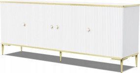 Komód Petra 182 cm 4D maró fehér matt mart lábak arany fém