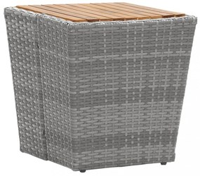 5 részes szürke polyrattan és tömör akácfa kerti bisztrószett