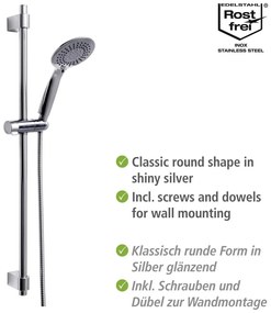 Fényes ezüstszínű rozsdamentes acél zuhanyszett 66 cm Young – Wenko