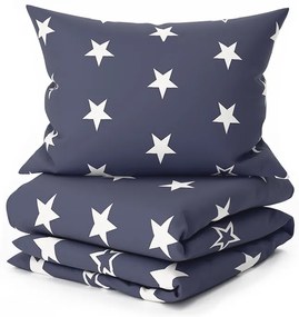 LINE STAR sötétkék pamut ágyneműhuzat