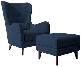 Fotel lábtartóval Calimero II  (tengerészkék + wenge). 1099326
