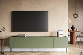 Desin négyajtós TV-szekrény két fiókkal 220 4D2SZ - olívazöld / nagano-tölgy